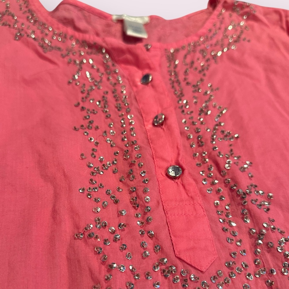 Women's Old Navy Summer 2005 Pink Blouse with Sparkle Accents Sz Large - Picture 7 of 12